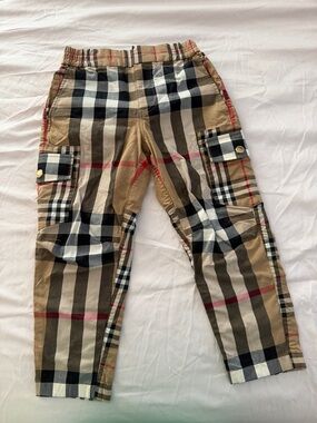 Burberry Tan Plaid Cargo Pants for Kids